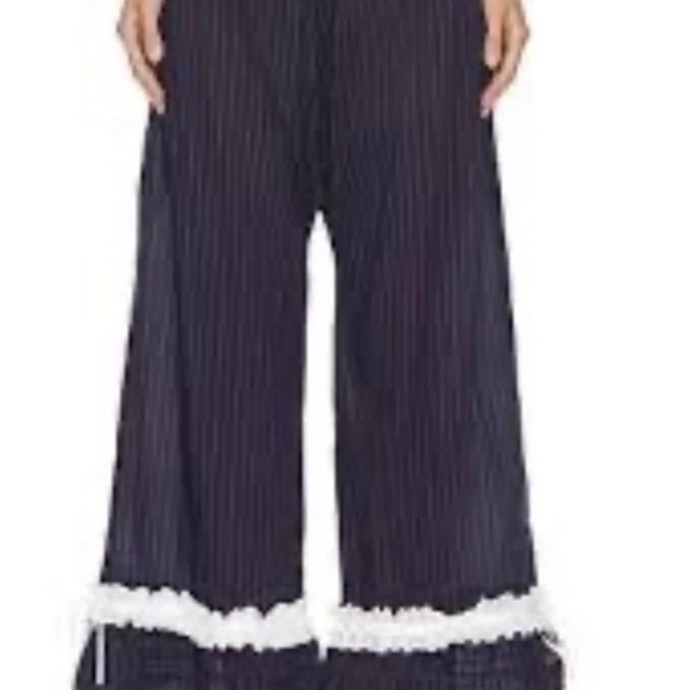 Free People x Selkie Navy Pants with White Striped -Medium